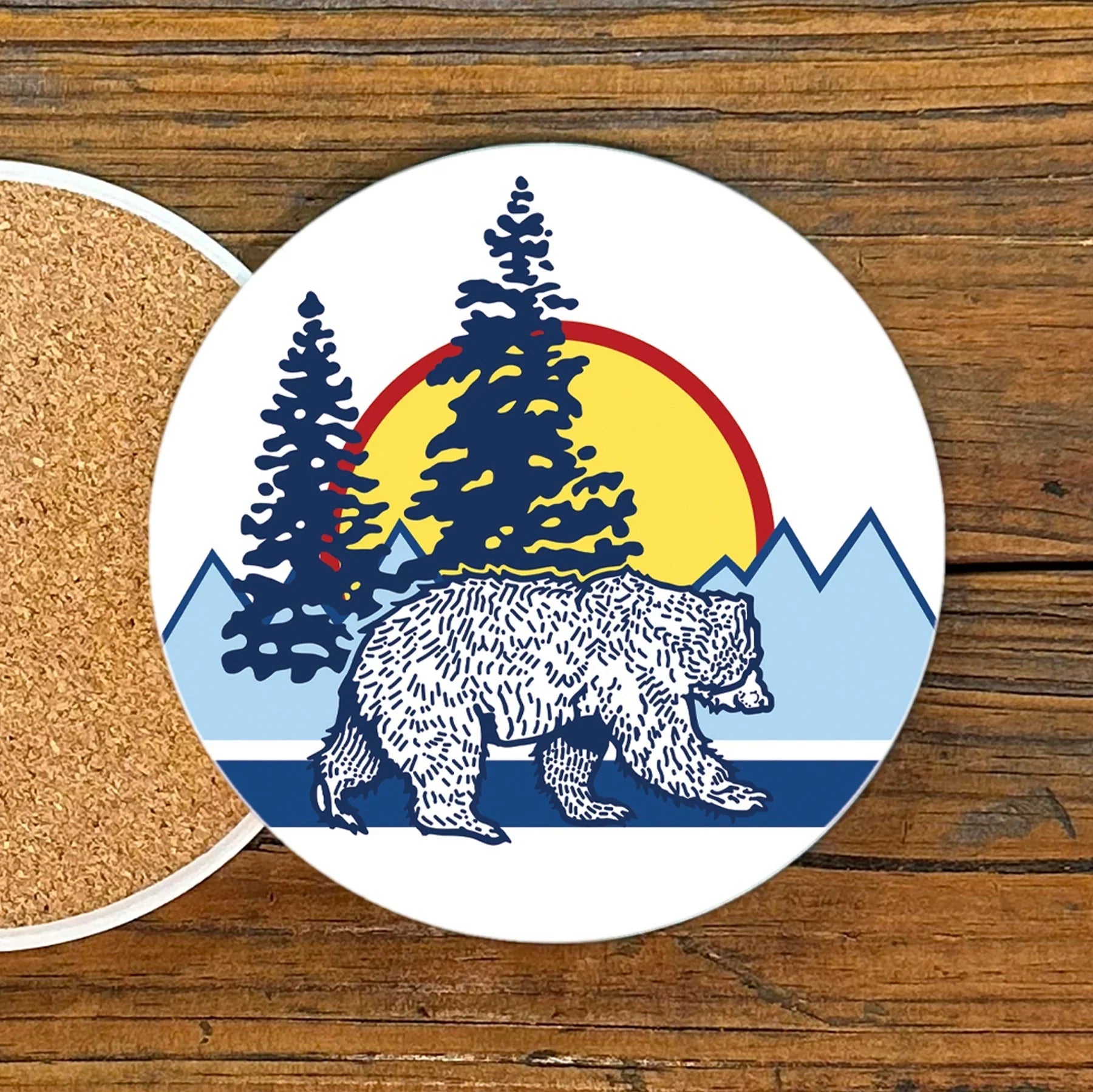 Bear Ceramic illustrated coaster by Two Little Fruits