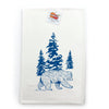 Adorable Bear Kitchen Towel – Hand-Drawn Design in Royal Blue displaying a whimsical bear surrounded by tall trees, making kitchen chores more enjoyable.