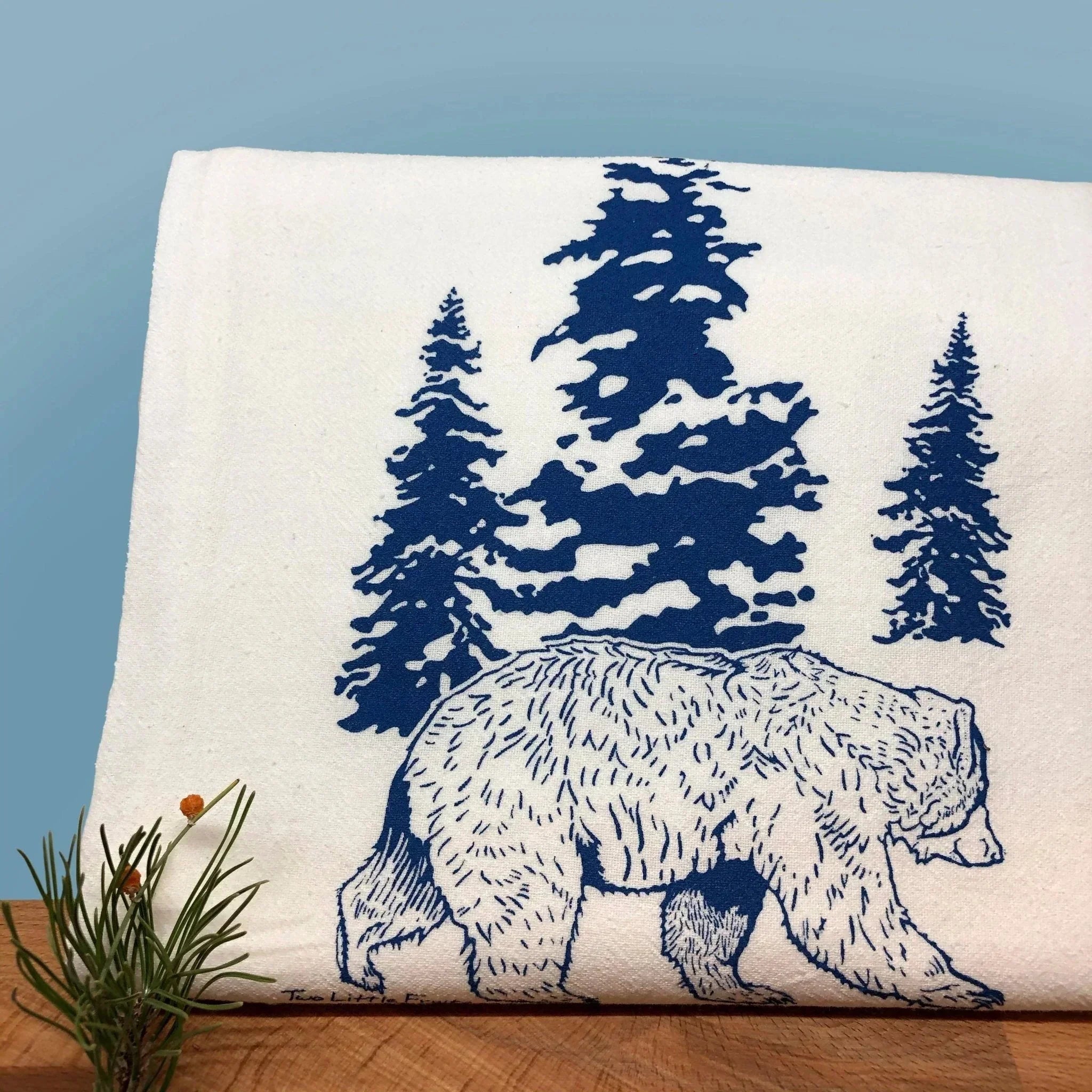 Adorable Bear Kitchen Towel – Hand - Drawn Design in Royal Blue - Tea Towels - Two Little Fruits - Two Little Fruits