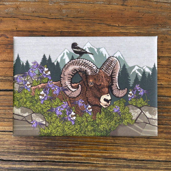 Colorful Bighorn Ram Fridge Magnet by Two Little Fruits, perfect for adding personality to your refrigerator while holding important notes. Ideal as a housewarming or holiday gift, this durable bighorn ram magnet features a vibrant design and heavy magnet back for strong hold.