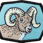 Bighorn RAM Woven Patch – High-quality iron-on embroidered patch featuring bold woven detail, perfect bighorn ram patch for customizing clothing and accessories.