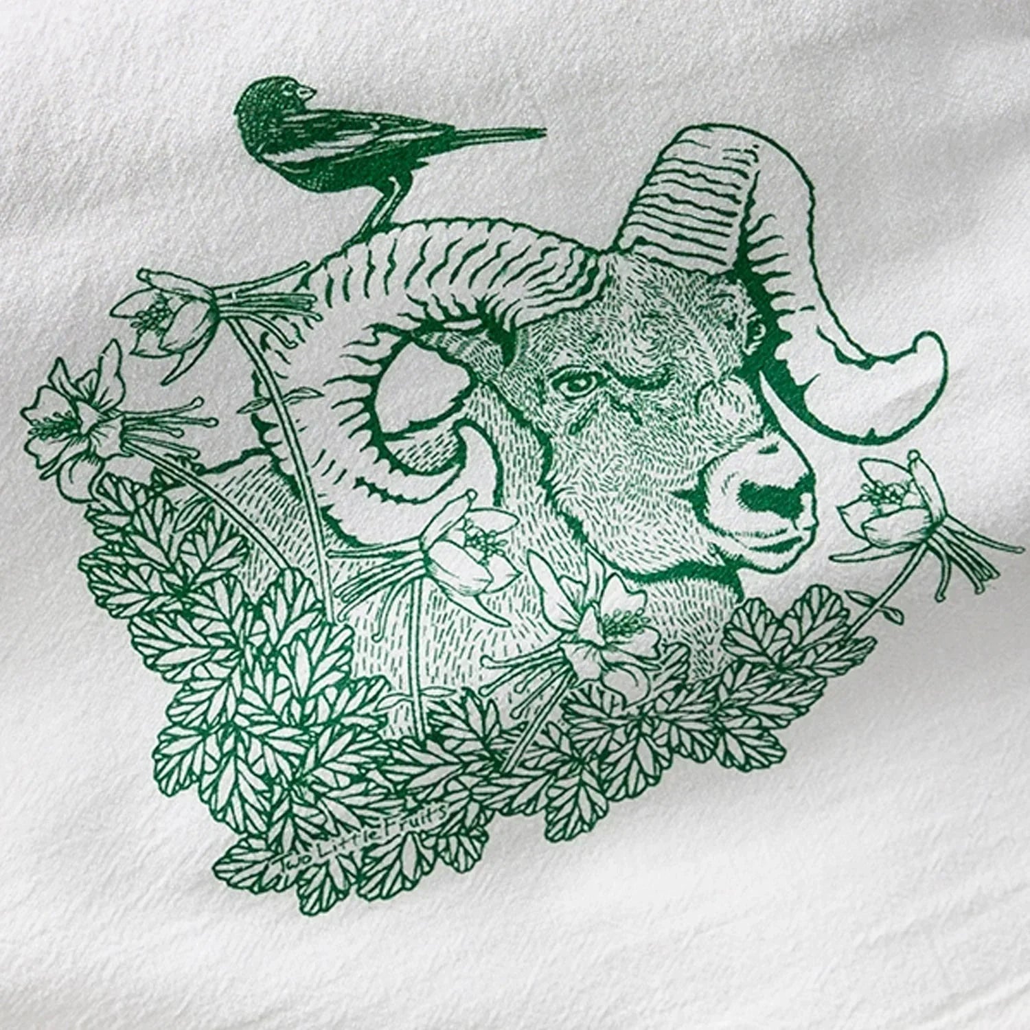 Bighorn Ram illustrated tea towel by Two Little Fruits