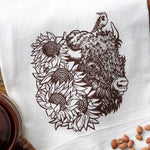 Bison illustrated tea towel by Two Little Fruits