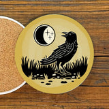 Black Crow illustrated coaster by Two Little Fruits