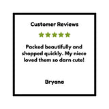 Customer review graphic showcasing a five-star rating for the Black Crow Sticker with Aspen Forest Design, mentioning quick shipping and beauty.