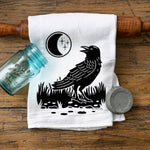 Black Crow Tea Towel - 100% Cotton, Durable, Unique Design, Made in USA - Tea Towels - Two Little Fruits - Two Little Fruits