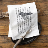 Black Raven Tea Towel - Hand - Illustrated Cotton Dish Towel with Aspen Tree Design - Tea Towels - Two Little Fruits - Two Little Fruits