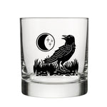 Black Raven Whiskey Glass - Unique 10 Oz Artistic Black Glassware by Two Little Fruits - Rocks Glass - Two Little Fruits - Two Little Fruits