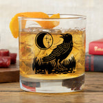 Black Raven Whiskey Glass - Unique 10 Oz Artistic Black Glassware by Two Little Fruits - Rocks Glass - Two Little Fruits - Two Little Fruits