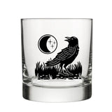 Black Raven Whiskey Glass - Unique 10 Oz Artistic Black Glassware by Two Little Fruits - Rocks Glass - Two Little Fruits - Two Little Fruits