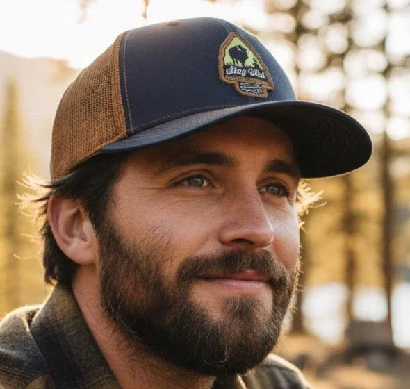 Buffalo Trucker Snapback Hat - Lightweight 6-Panel Mid-Profile Cap with Woven Patch - Two Little Fruits