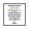a black and white photo of a customer review
