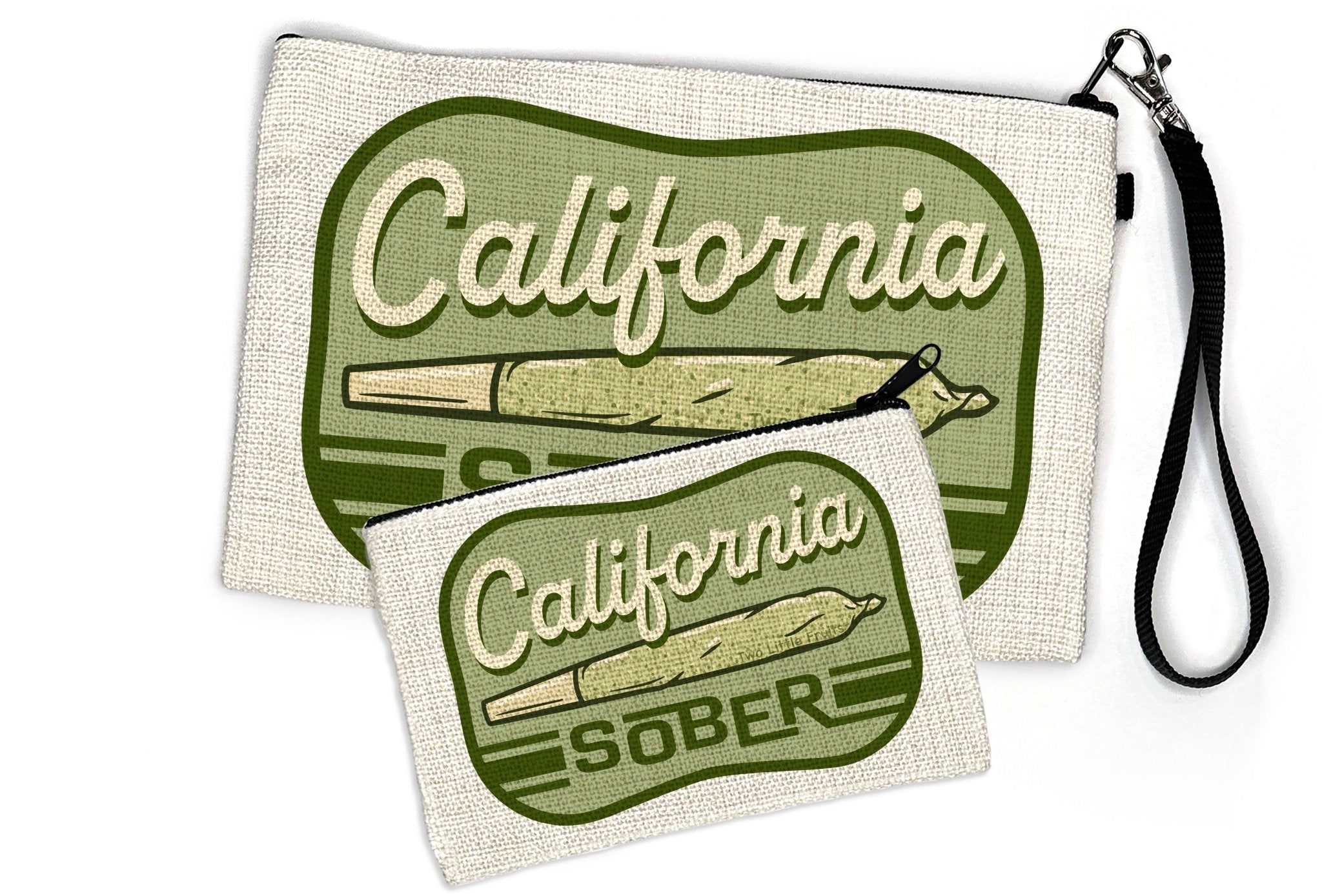 California Sober Marijuana Accessory Pouch - Fun Zipper Pouch in 2 Sizes for Essentials - Zipper Pouches - Two Little Fruits - Two Little Fruits