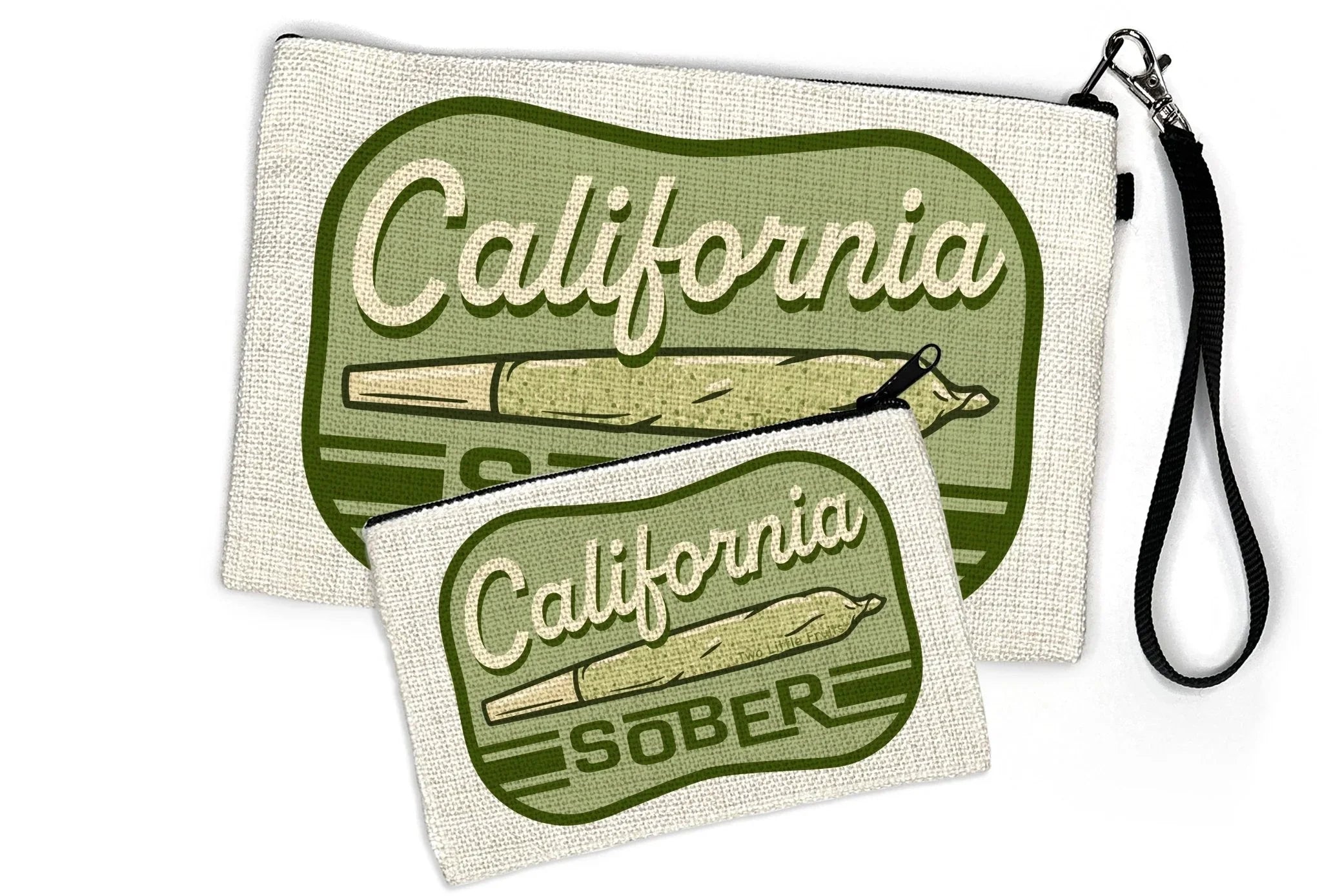 California Sober Marijuana Accessory Pouch - Fun Zipper Pouch in 2 Sizes for Essentials - Zipper Pouches - Two Little Fruits - Two Little Fruits