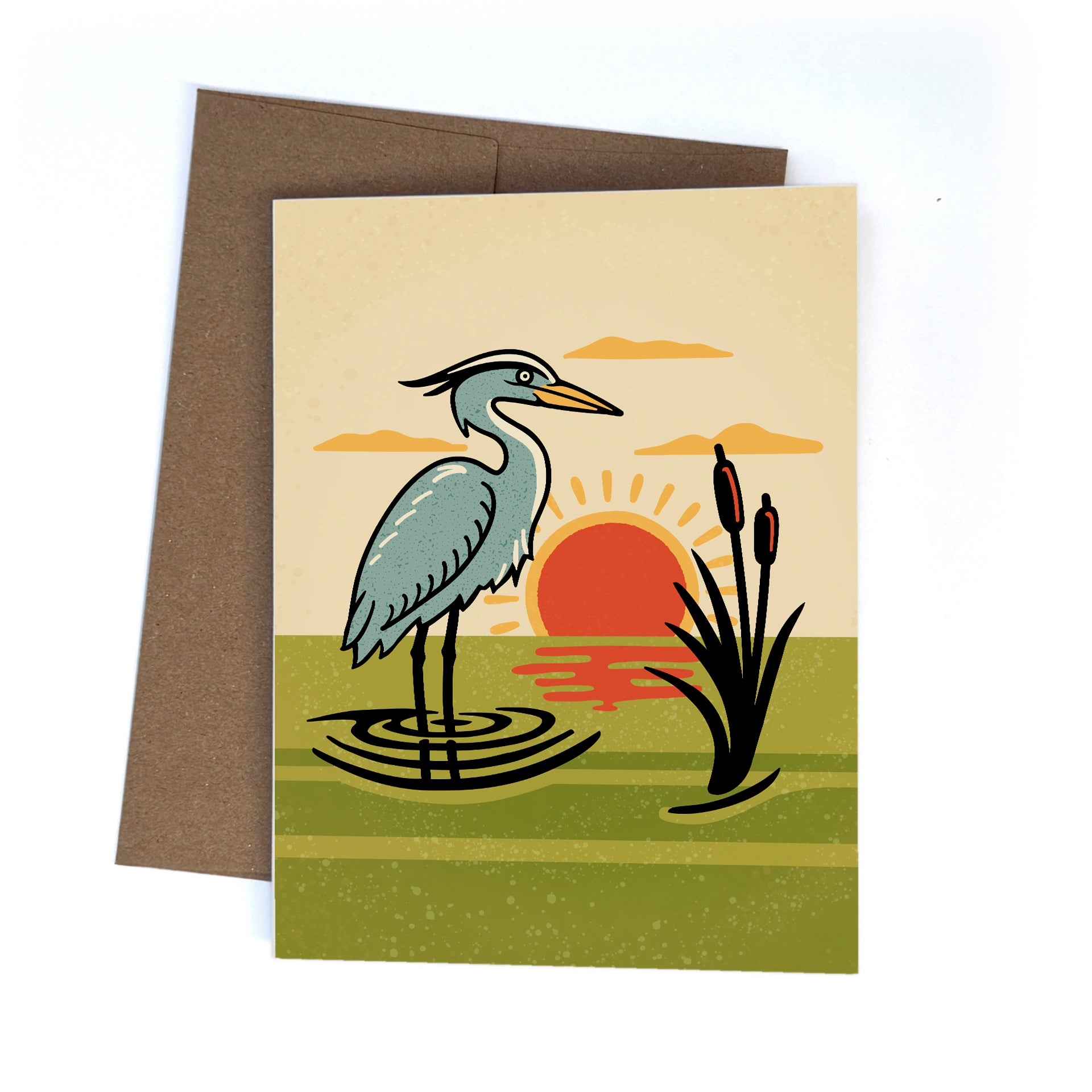Heron CARD hand-illustrated by Two Little Fruits