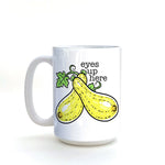 quirky gifts eyes up here illustrated ceramic mug 15 oz by Two Little Fruits