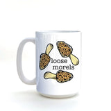 morel mushroom design illustrated ceramic mug 15 oz by Two Little Fruits