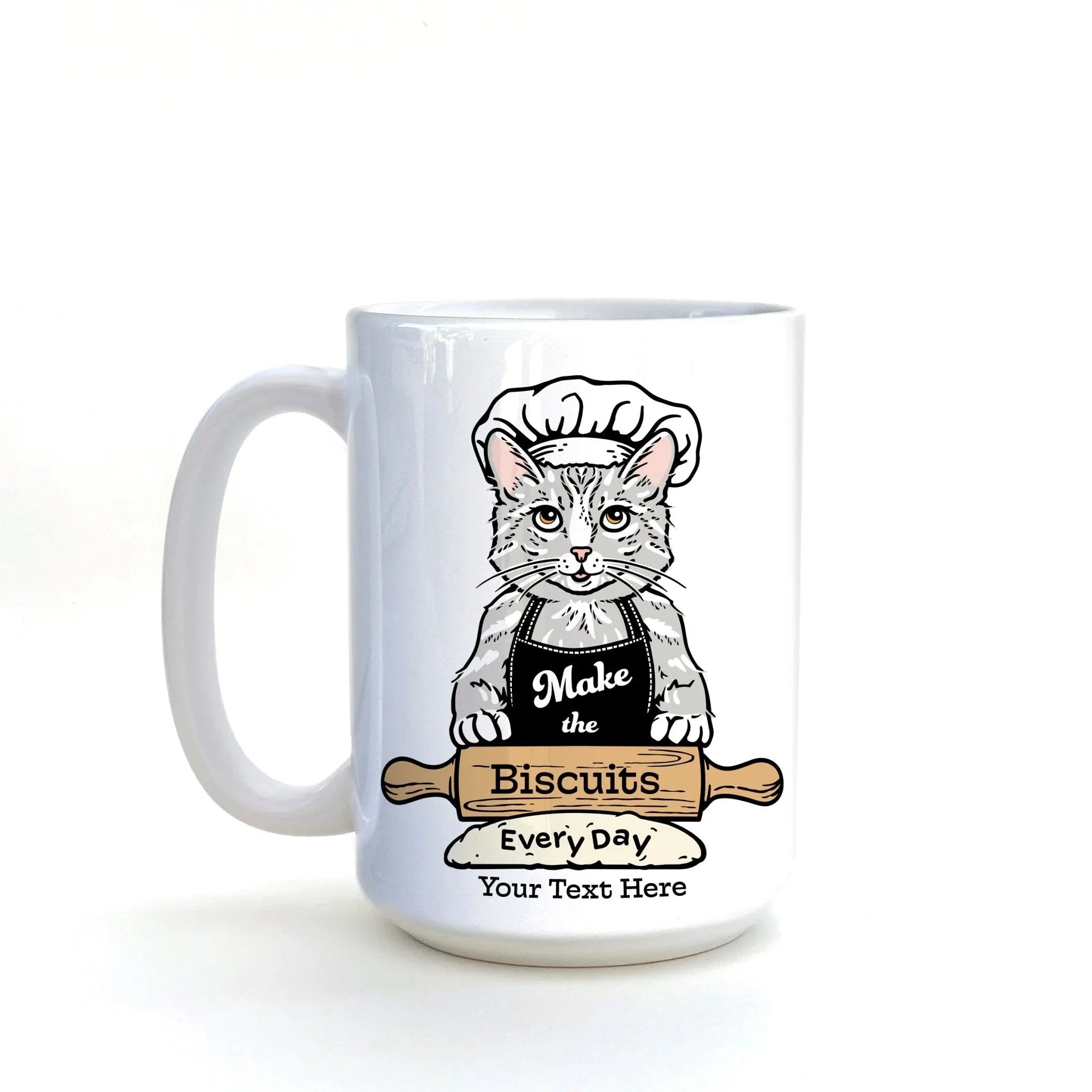 funny biscuits everyday illustrated ceramic mug 15 oz by Two Little Fruits