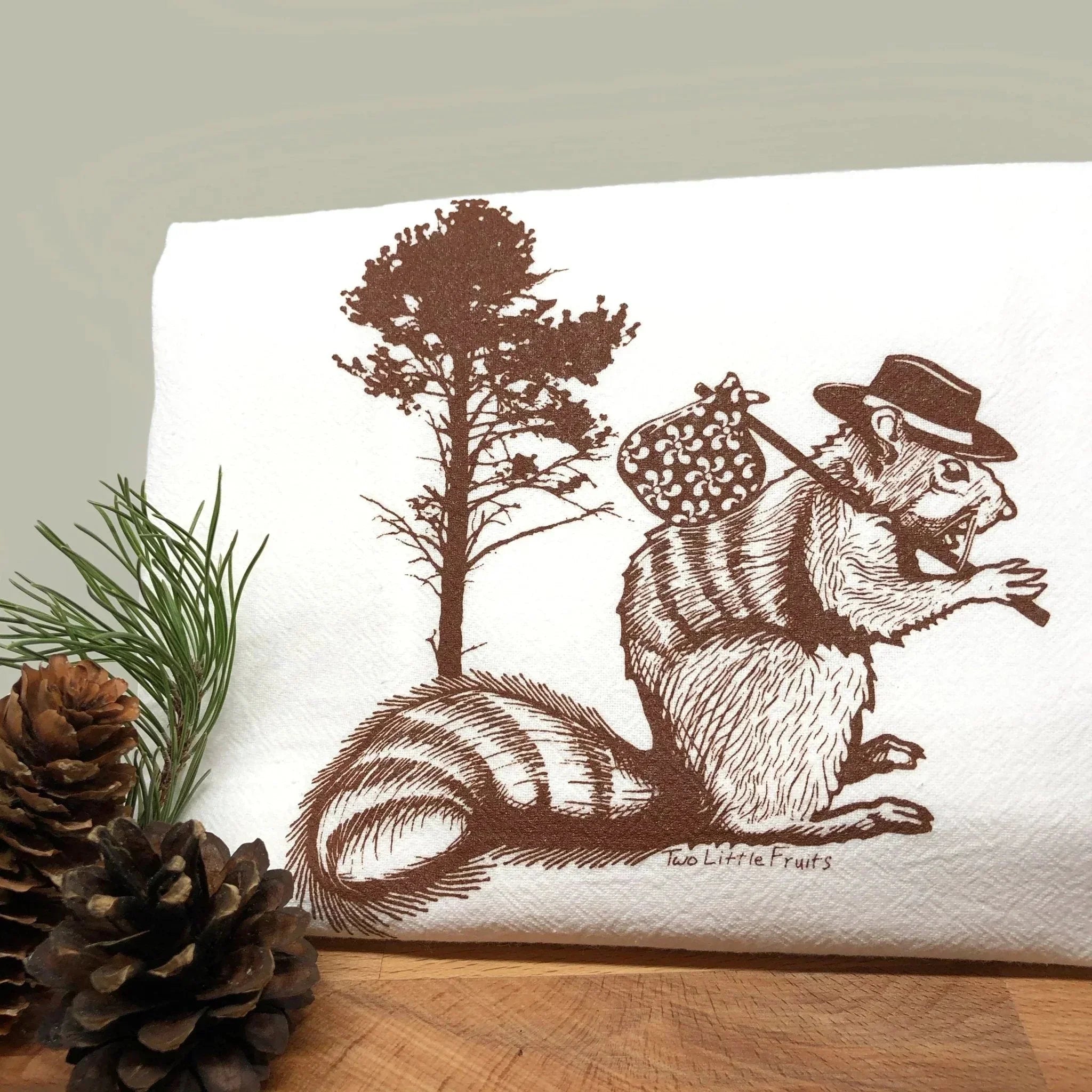 Adorable Squirrel Tea Towel – 100Cotton, Eco - Friendly, Handmade in USA, Perfect Gift - Tea Towels - Two Little Fruits - Two Little Fruits