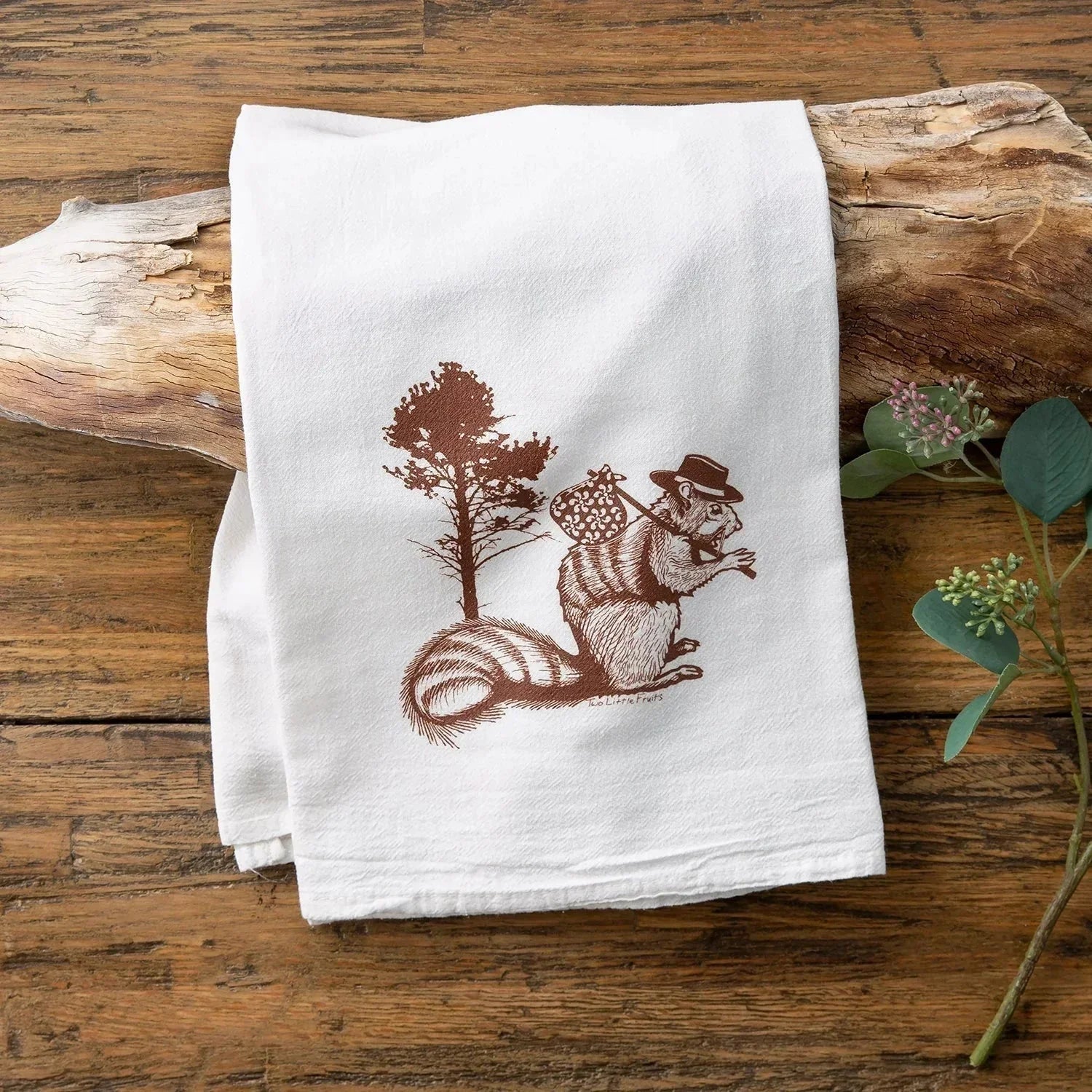 Adorable Squirrel Tea Towel – 100Cotton, Eco - Friendly, Handmade in USA, Perfect Gift - Tea Towels - Two Little Fruits - Two Little Fruits