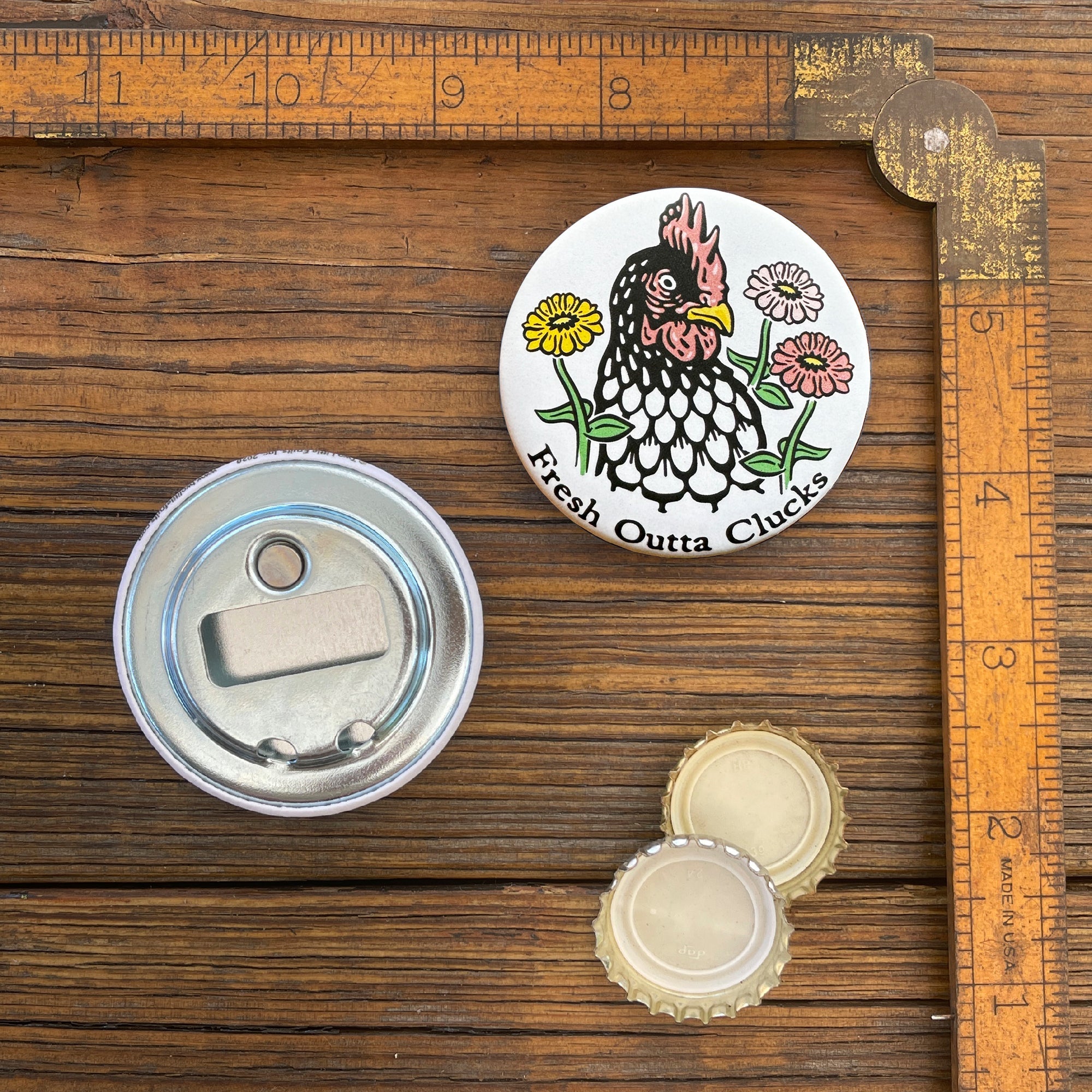 Chicken Bottle Opener with Strong Magnet - Durable 2.25" Round Design - Soft Matte Bottle Openers - Two Little Fruits - Two Little Fruits