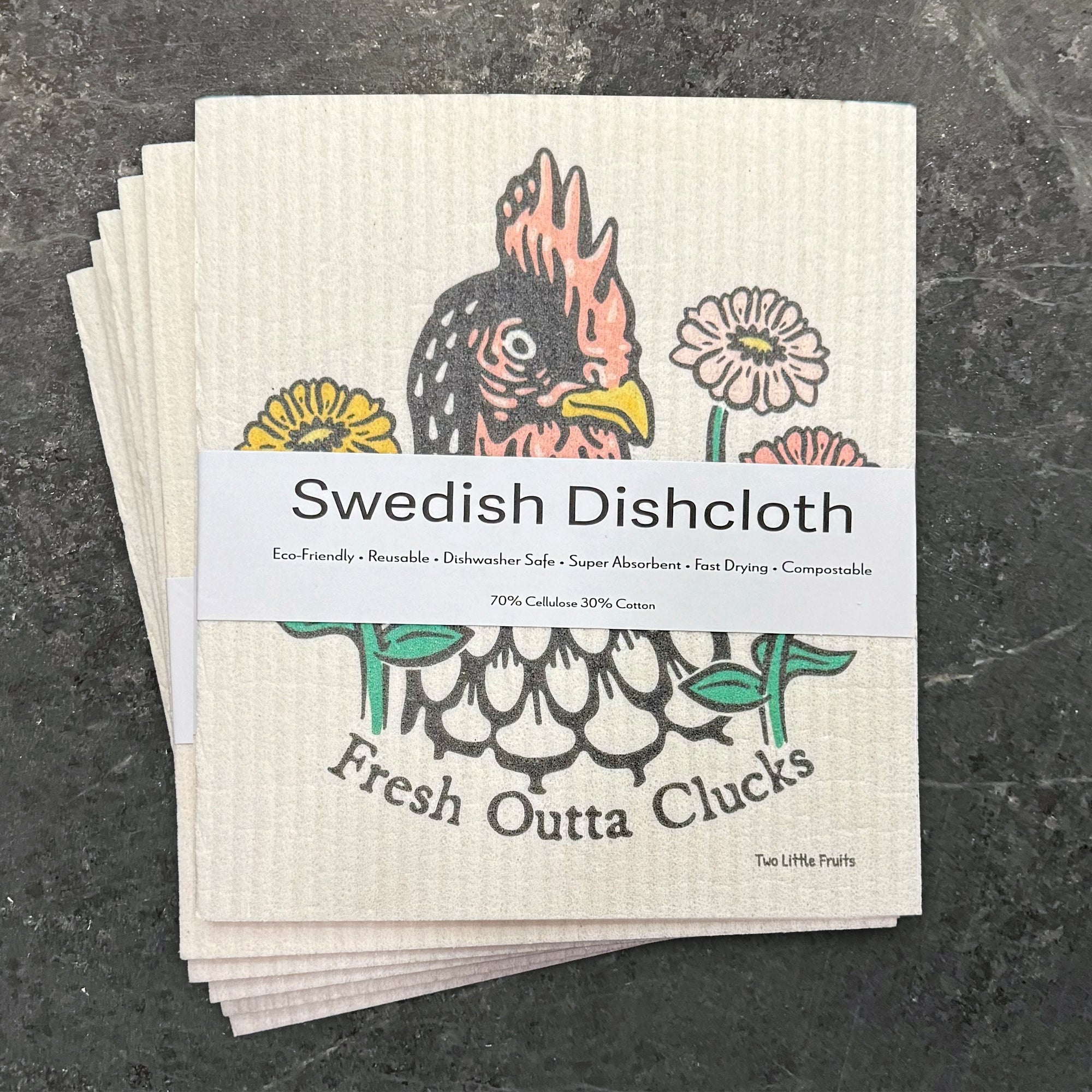 Chicken Swedish Dishcloth Gift - Eco - Friendly, Biodegradable & Durable Cleaning Tool - Swedish Dish Cloth - Two Little Fruits - Two Little Fruits