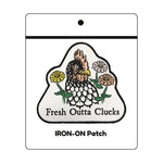 Chicken illustrated woven patch by Two Little Fruits