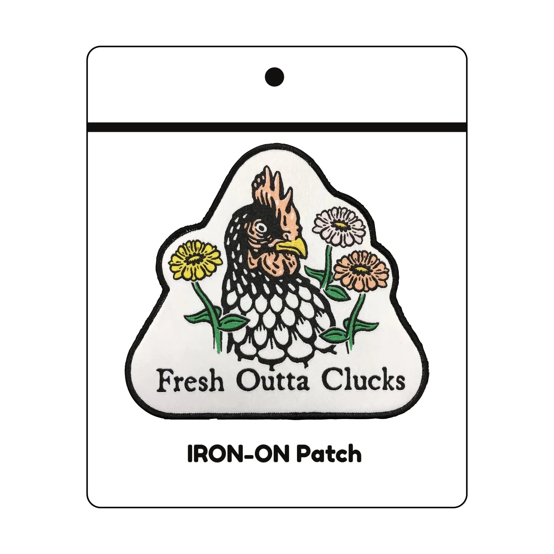 Chicken illustrated woven patch by Two Little Fruits