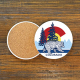 Colorado Bear Ceramic Coaster – 4" Diameter with Cork Backing – Unique Rocky Mountain Charm - Coasters - Two Little Fruits - Two Little Fruits