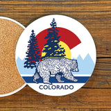 Colorado Bear Ceramic Coaster – 4" Diameter with Cork Backing – Unique Rocky Mountain Charm - Coasters - Two Little Fruits - Two Little Fruits