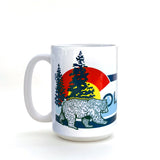 Side view of the Colorado Bear Ceramic Coffee Mug - Highlighting the bear motif and bold colors, perfect for coffee lovers and outdoor enthusiasts.