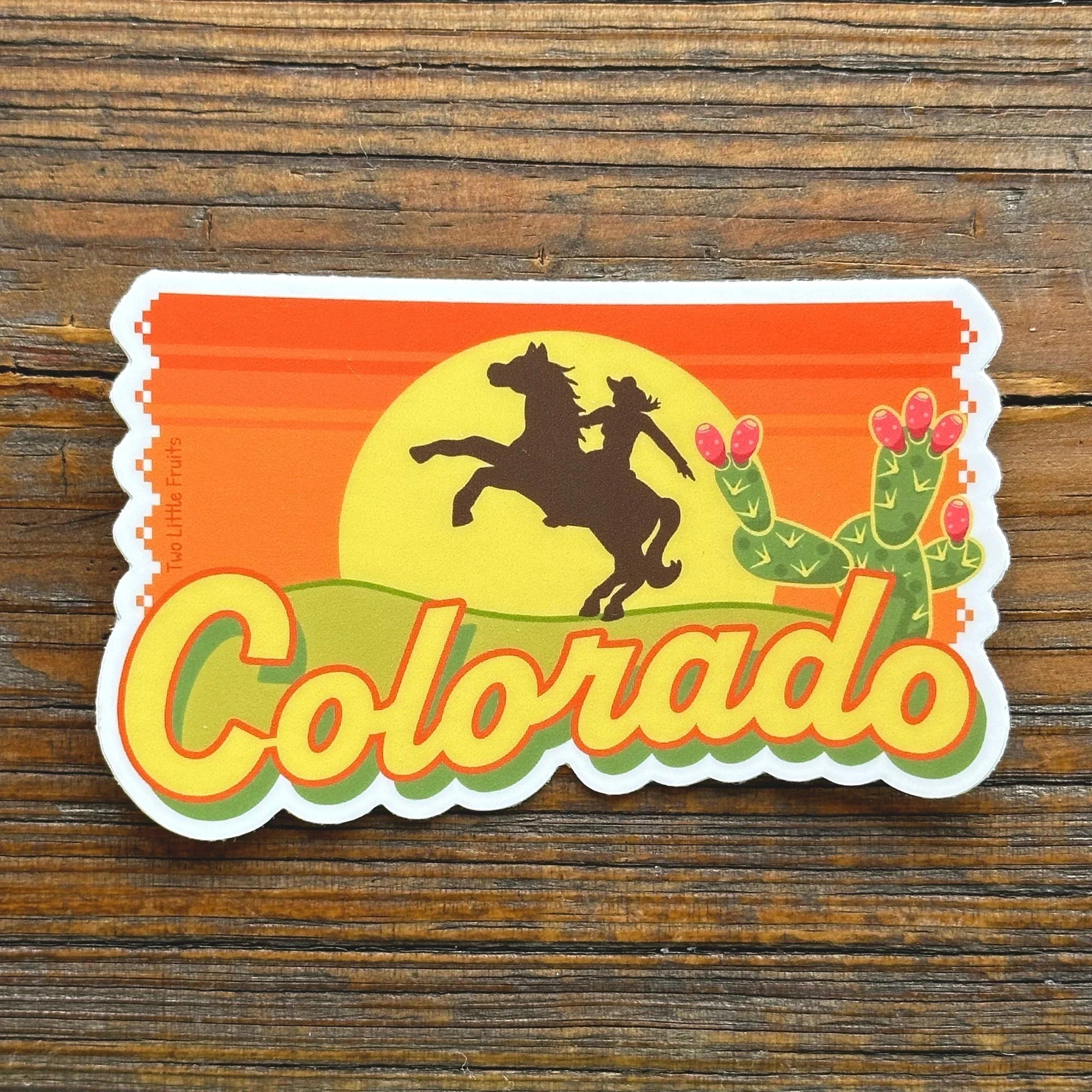 Colorado Cowgirl illustrated vinyl sticker by Two Little Fruits