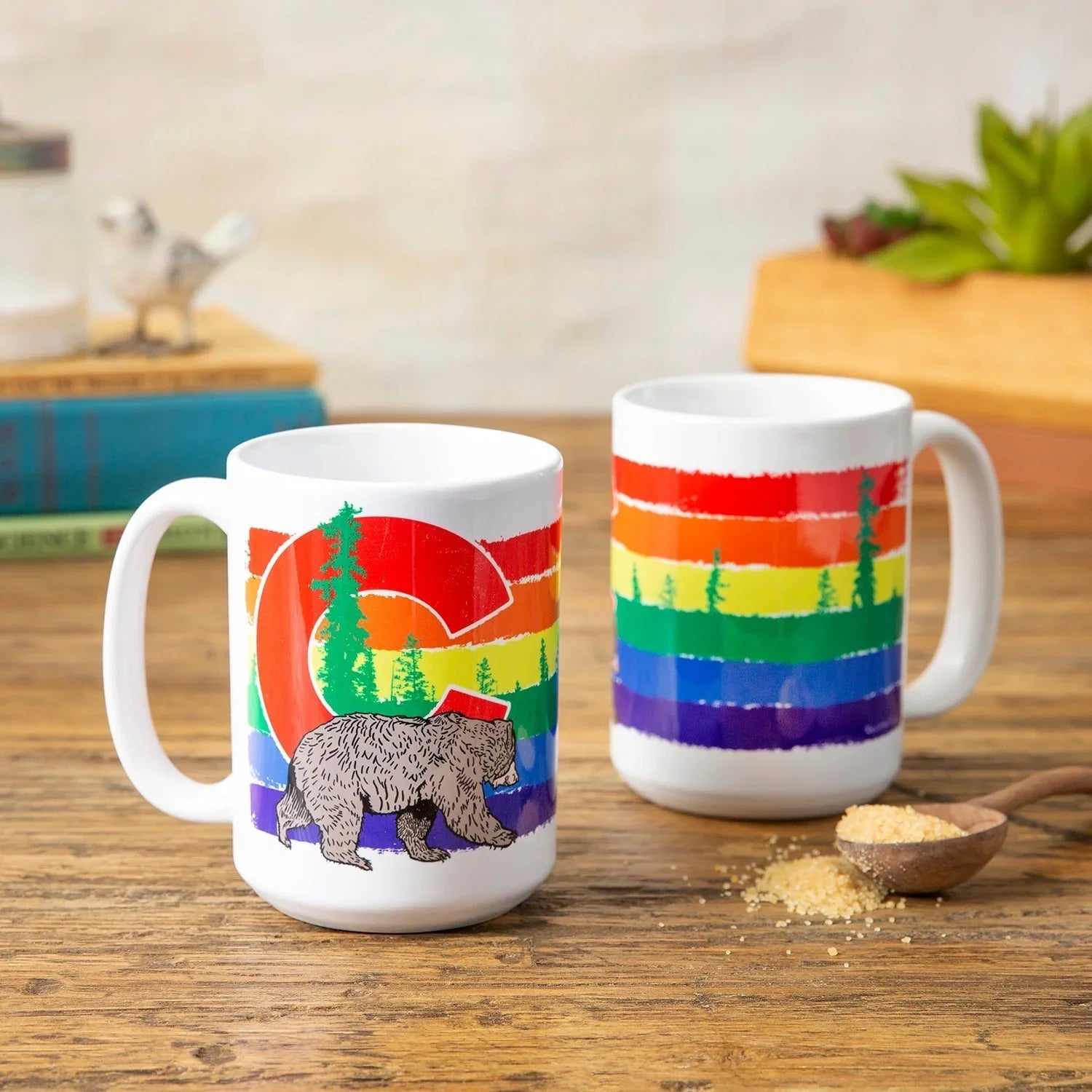 Colorado Rainbow Gay Pride Mug - 15 Oz Ceramic with Unique Bear Design, Dishwasher Safe - Mug - Two Little Fruits - Two Little Fruits