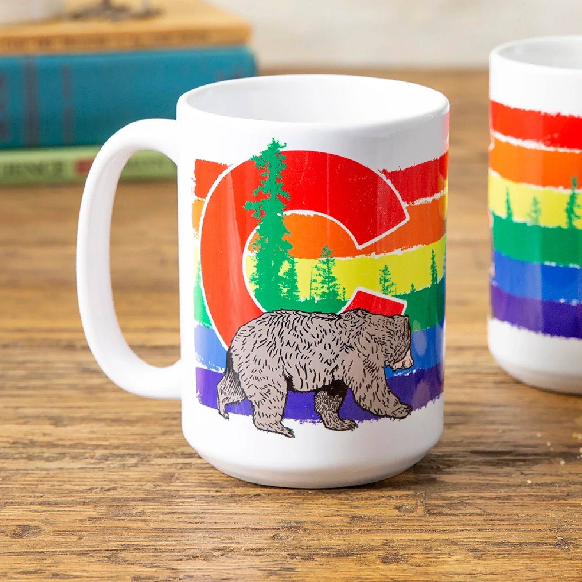 Colorado Rainbow Gay Pride Mug - 15 Oz Ceramic with Unique Bear Design, Dishwasher Safe - Mug - Two Little Fruits - Two Little Fruits