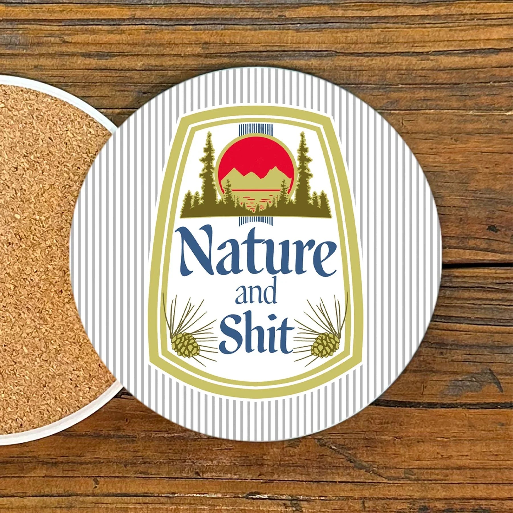 Nature & Sh*t illustrated coaster by Two Little Fruits