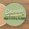 Colorful COLORADO 4 - Inch Ceramic Cannabis Drink Coaster - Durable Design with Cork Backing - Coasters - Two Little Fruits - Two Little Fruits