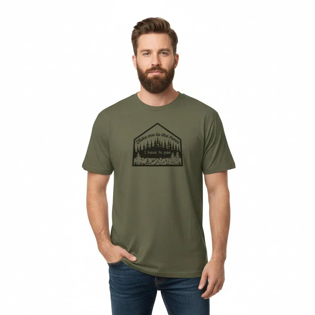 Take Me To The Trees illustrated t-shirt by Two Little Fruits