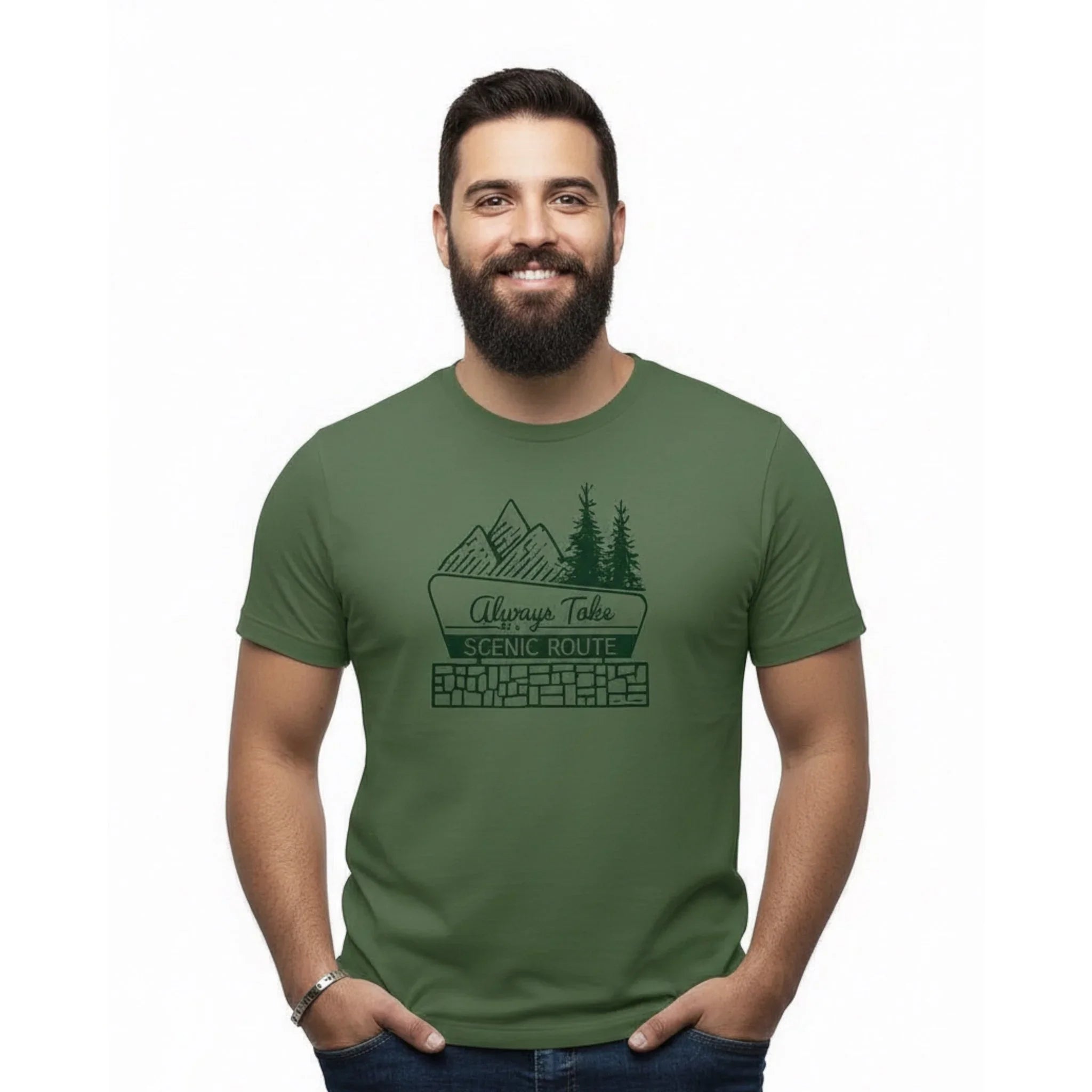 Always Take The Scenic Route illustrated t-shirt by Two Little Fruits