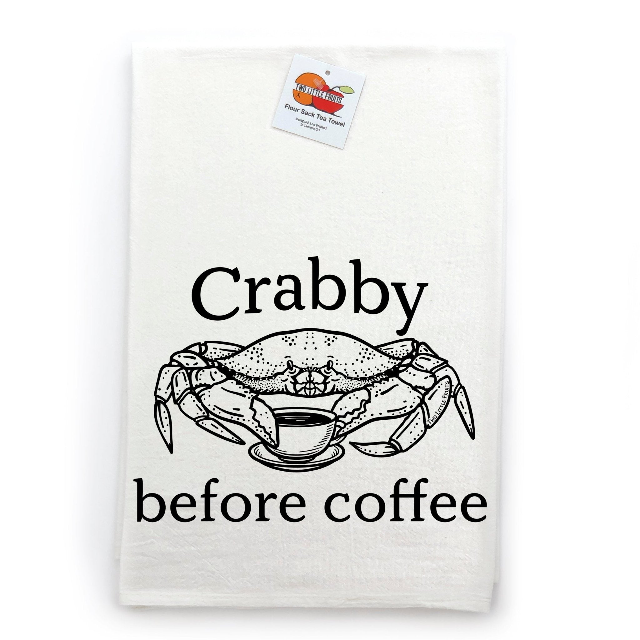 Crab Themed Dish Towel - Eco - Friendly Cotton Tea Towel, Hand Screen Printed, Lint - Free - Tea Towels - Two Little Fruits - Two Little Fruits