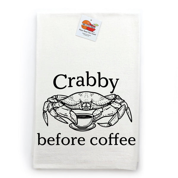 Crab Themed Dish Towel - Eco - Friendly Cotton Tea Towel, Hand Screen Printed, Lint - Free - Tea Towels - Two Little Fruits - Two Little Fruits