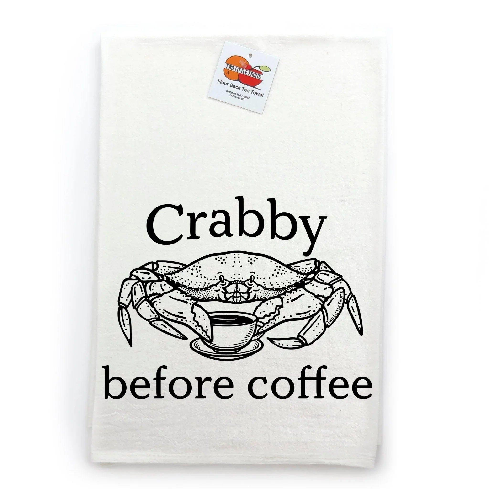 Crab Themed Dish Towel - Eco - Friendly Cotton Tea Towel, Hand Screen Printed, Lint - Free - Tea Towels - Two Little Fruits - Two Little Fruits