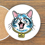 Cute Cat Coasters: Colorful 4" Ceramic "Making Biscuits" Design with Cork Backing - Coasters - Two Little Fruits - Two Little Fruits