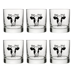 Cute Cow Design Whiskey Glass - 10 Fl Oz Capacity, Black Glass with Original Artwork - Rocks Glass - Two Little Fruits - Two Little Fruits