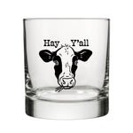 Cute Cow Design Whiskey Glass - 10 Fl Oz Capacity, Black Glass with Original Artwork - Rocks Glass - Two Little Fruits - Two Little Fruits