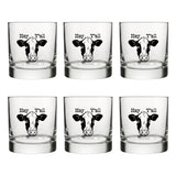 Cute Cow Design Whiskey Glass - 10 Fl Oz Capacity, Black Glass with Original Artwork - Rocks Glass - Two Little Fruits - Two Little Fruits