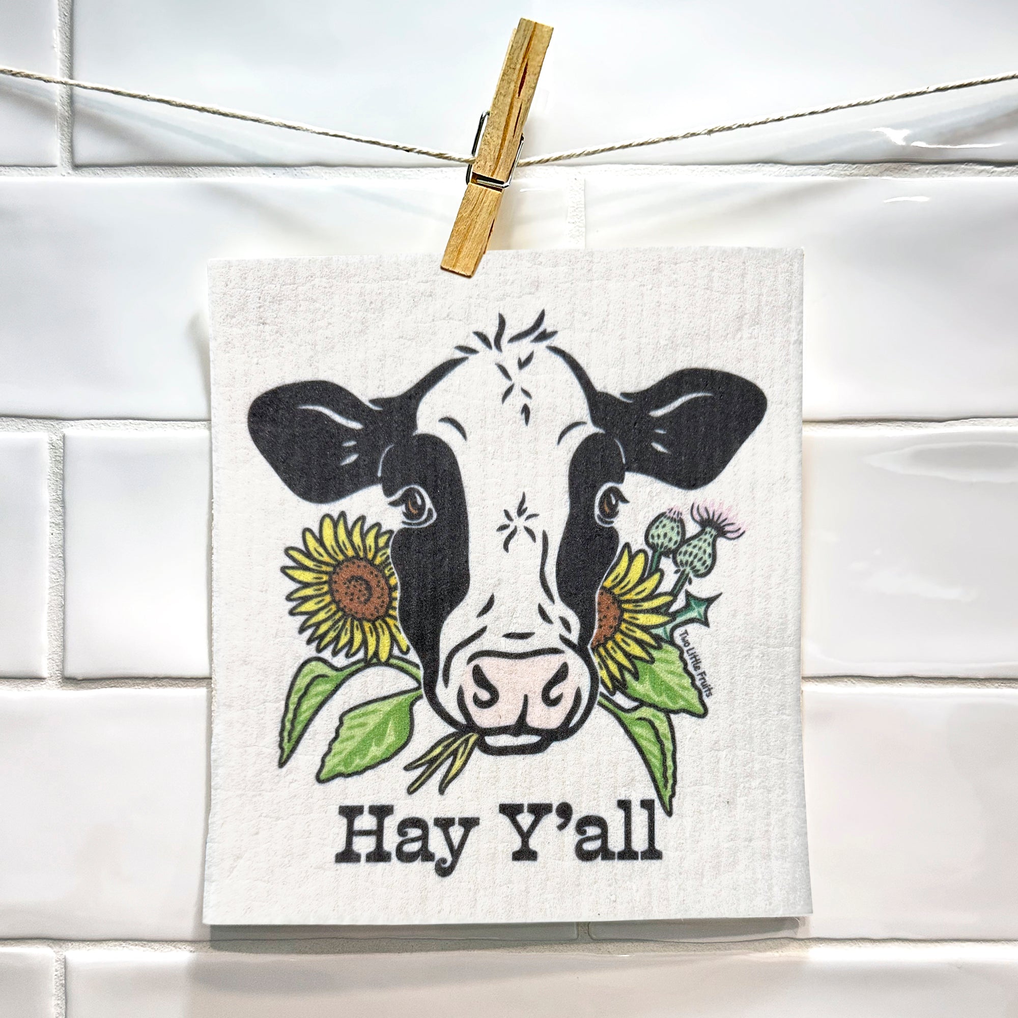 Cute Cow Kitchen Towel - Eco - Friendly, Biodegradable Swedish Dishcloth, 6.5 x 8 Inches - Swedish Dish Cloth - Two Little Fruits - Two Little Fruits