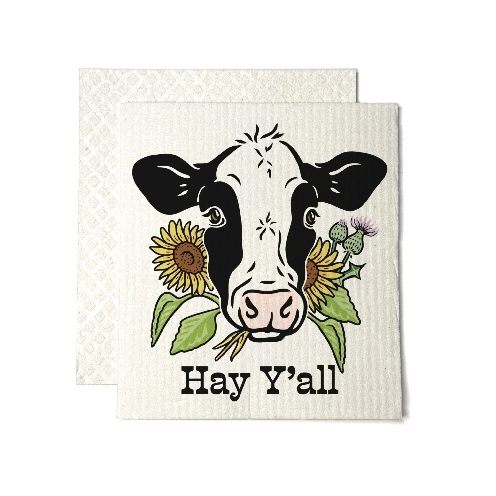 Cow illustrated swedish dishcloth by Two Little Fruits