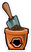Cute Decorative Plant Stickers - Terra Cotta Pot with a Shovel, showcasing a fun gardening theme perfect for indoor and outdoor use.