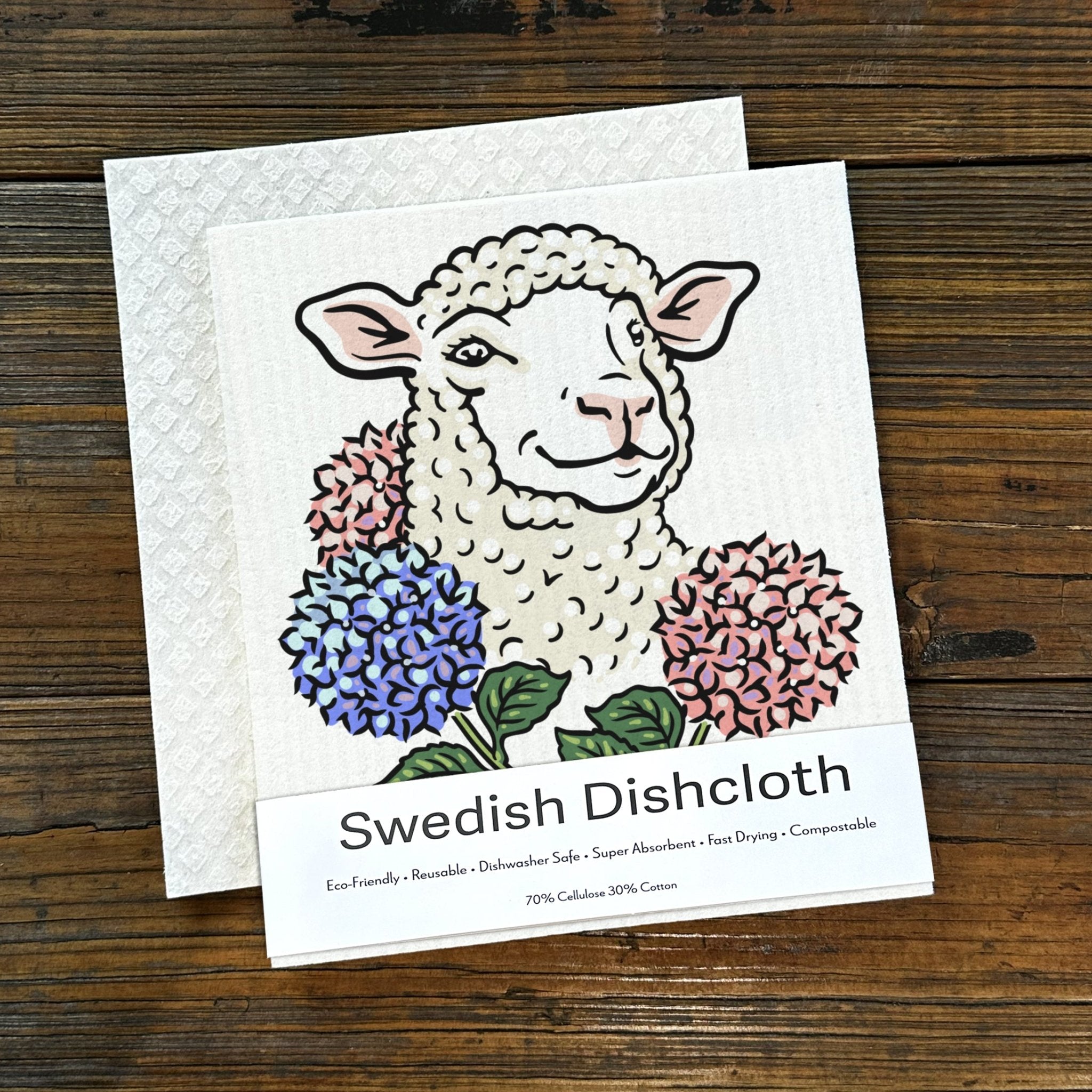 Cute Lamb Swedish Dishcloth Eco Friendly - Biodegradable, Reusable, 70% Cellulose, 30% Cotton - Swedish Dish Cloth - Two Little Fruits - Two Little Fruits