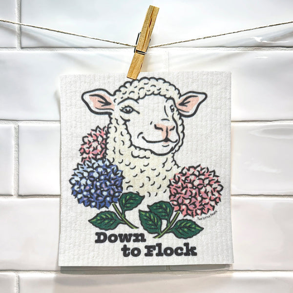 Cute Lamb Swedish Dishcloth Eco Friendly - Biodegradable, Reusable, 70% Cellulose, 30% Cotton - Swedish Dish Cloth - Two Little Fruits - Two Little Fruits